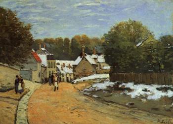 阿爾弗萊德 西斯萊 Early Snow at Louveciennes